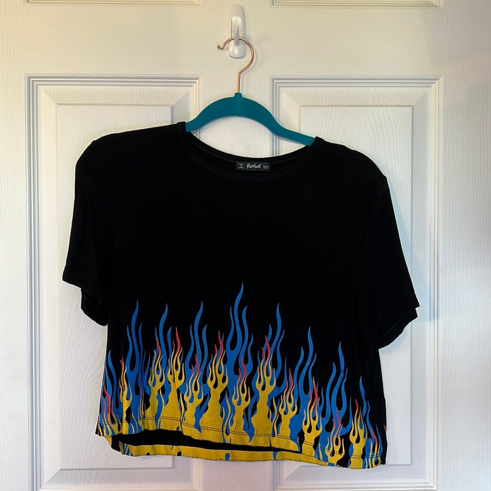 Distressed black fire top